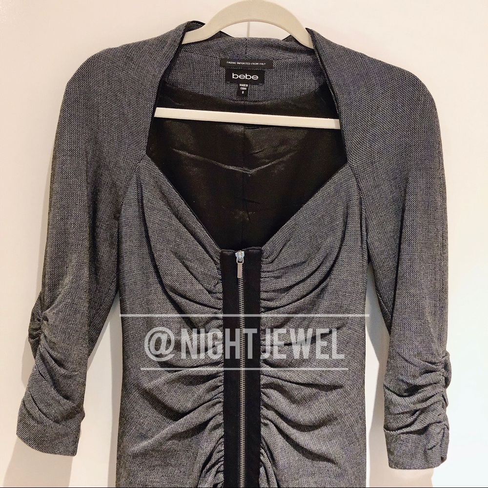 RARE🩷💙Bebe tweed suit zipper dress grey Italian pinup - Picture 2 of 4